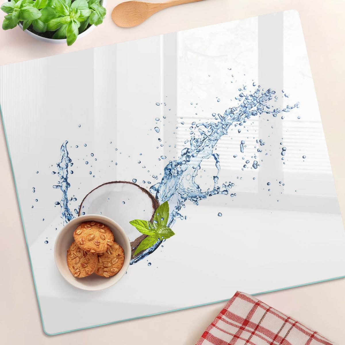 GLASPLATTE 60x52 cm Kokosnuss und Wasser - Braun, Glas (60/0.4/52cm) - TULUP