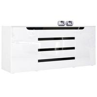 SIDEBOARD Sintra Weiß Hochglanz / Schwarz Hochglanz - Weiß Hochglanz, Holzwerkstoff (166/72/35cm) - Vladon