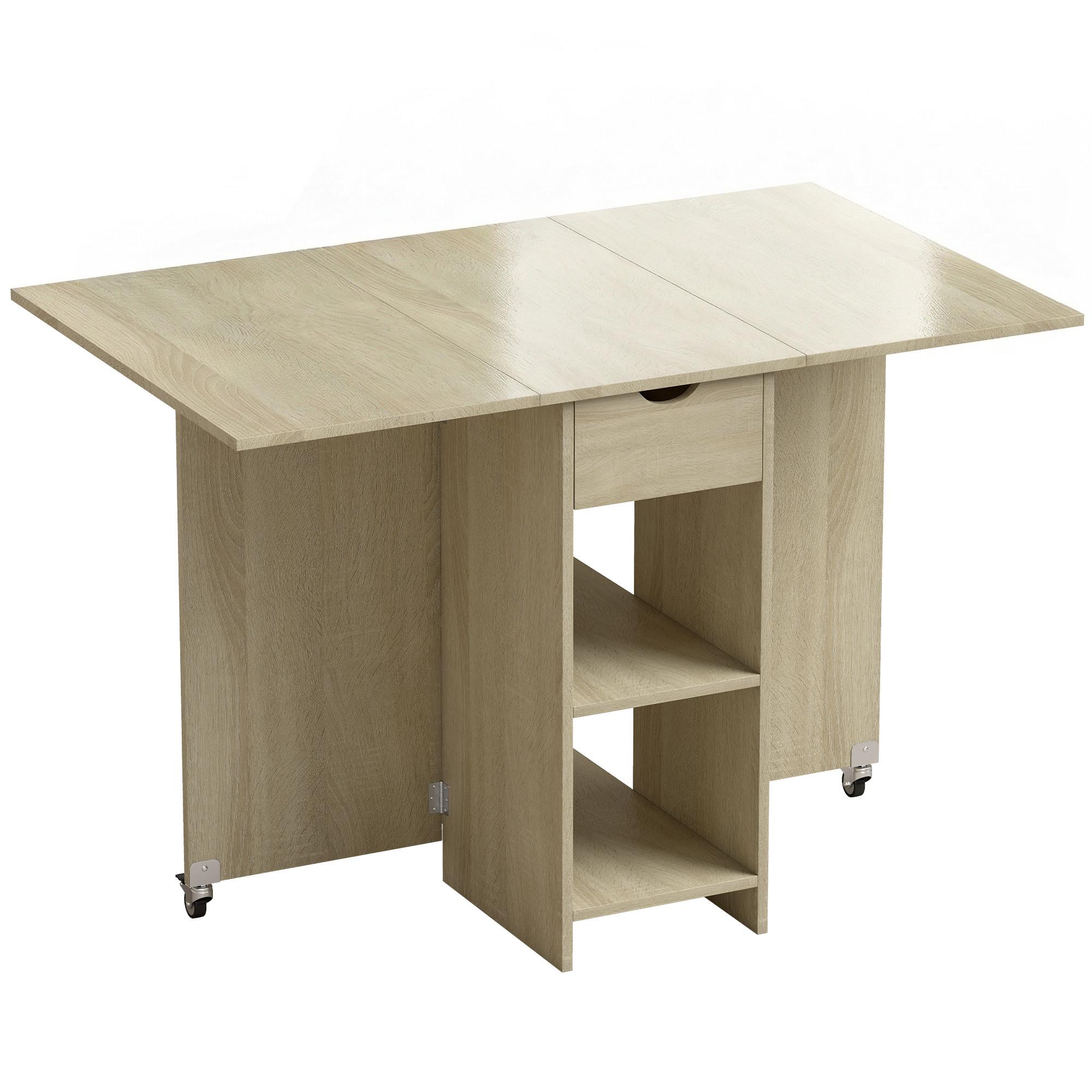 KLAPPBARER-ESSTISCH Spanplatte Naturholz - Naturfarben, Holzwerkstoff (114.5/70/75cm) - HOMCOM