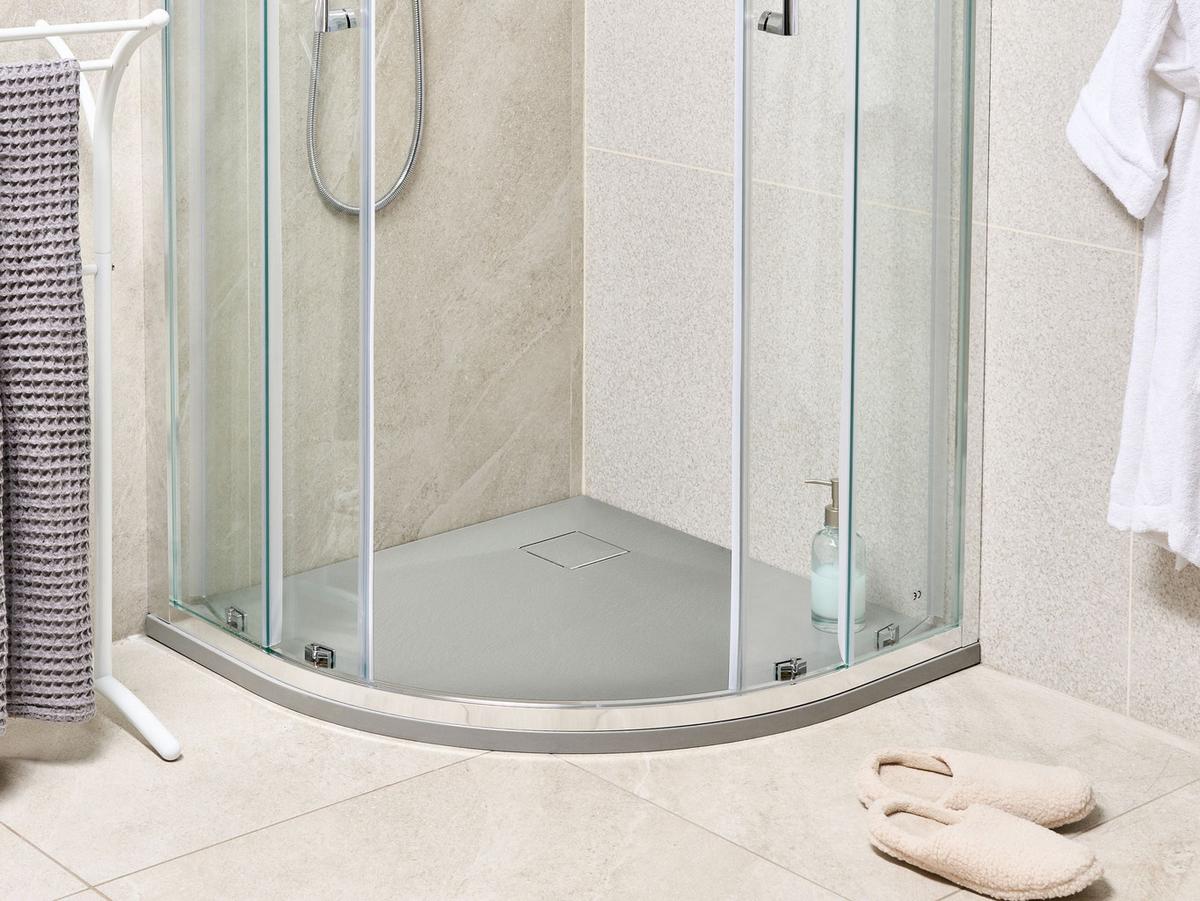 DUSCHWANNE 80/80/3 cm Grau Paron - Dunkelgrau/Grau, Kunststoff (80/3/80cm) - Beliani