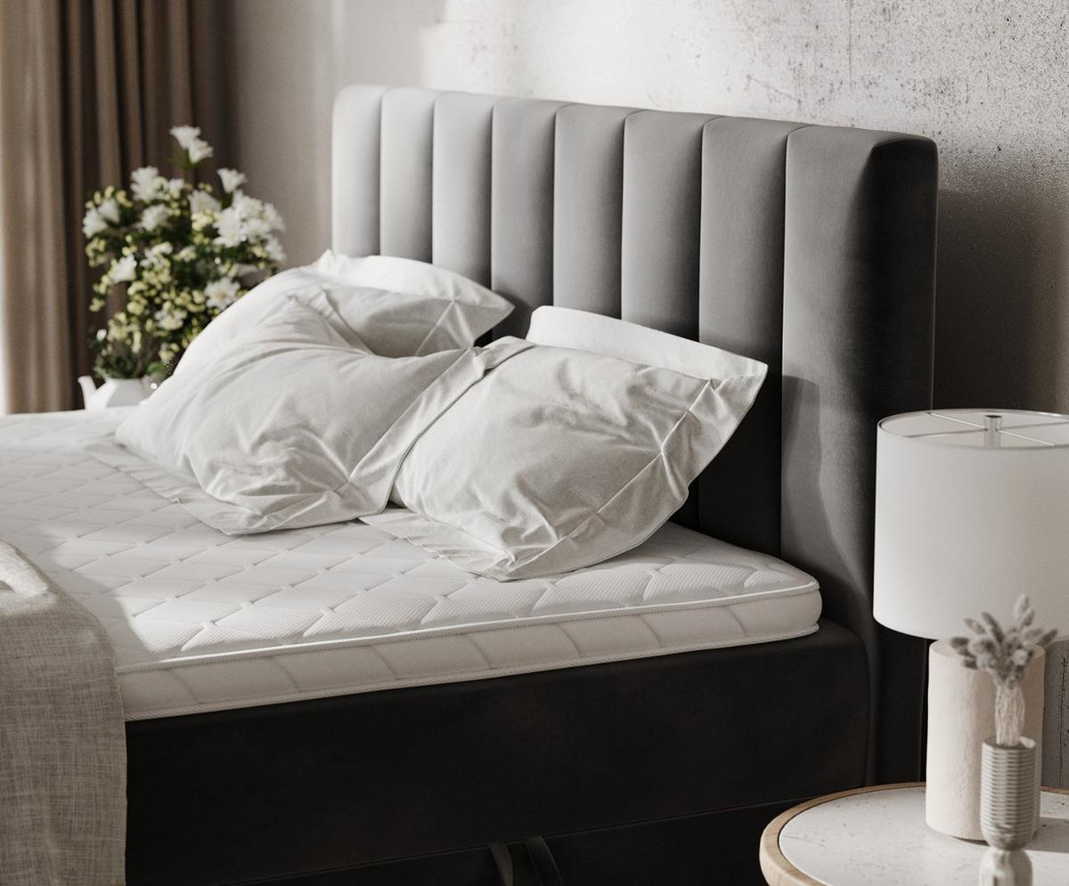 BOXBETT Bari 200/200 cm Grau im Kronos Stoff - Grau, Holz/Holzwerkstoff (200/200cm) - AltaBeds