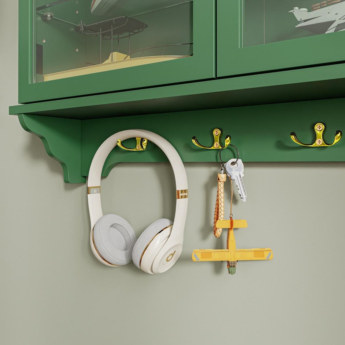 WANDSCHRANK mit Vitrine und Garderobenhaken FSB114-E-SY - Ahornfarben, Fell (68/68.5/13.5cm) - SoBuy