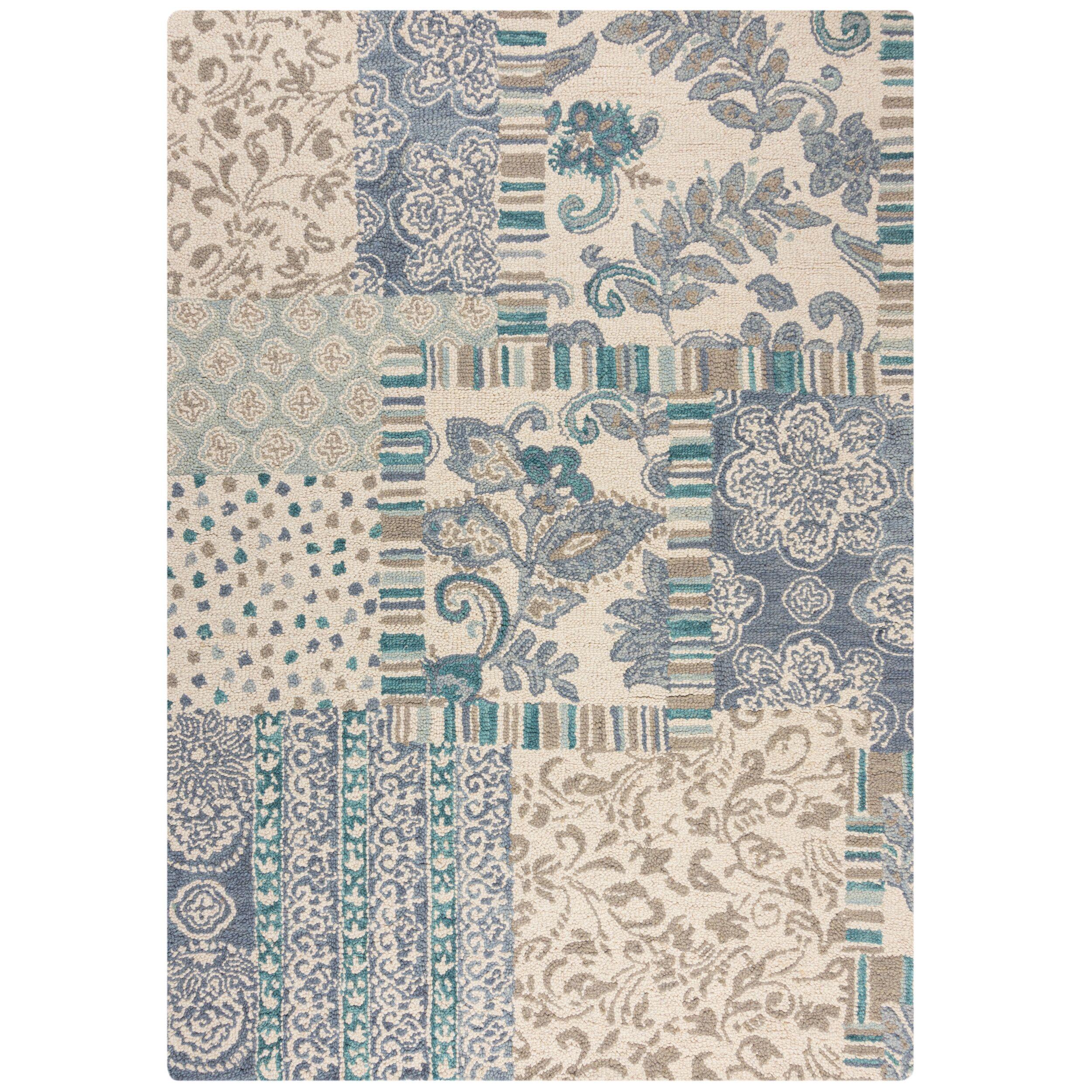 WOLLTEPPICH SOAR, im Patchwork-Stil, Blau, 160 x 230 cm - Blau, Textil (230/160cm) - KADIMA DESIGN