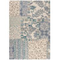 WOLLTEPPICH SOAR, im Patchwork-Stil, Blau, 200 x 290 cm - Blau, Textil (290/200cm) - KADIMA DESIGN