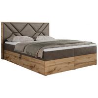 BOXBETT GUNAR - 140/200 Braun Velvet - H4 - Braun, Holz/Textil (140/200cm) - MKS