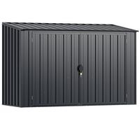 MÜLLTONNENBOX mit abschließbarer Tür grau - Grau, Metall (158/127/79cm) - COSTWAY