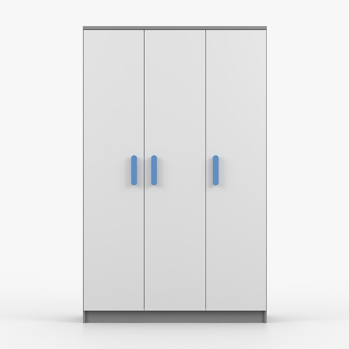 KLEIDERSCHRANK Jonas II 2D 19, 120/192/50, 3-türig, grau - Blau/Grau, Holzwerkstoff (120/194/50cm) - imoebel24