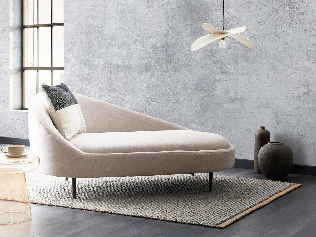 CHAISELONGUE-LINKSSEITIGE Beige Valreas - Taupe/Schwarz, Textil (151/74/80cm) - Beliani