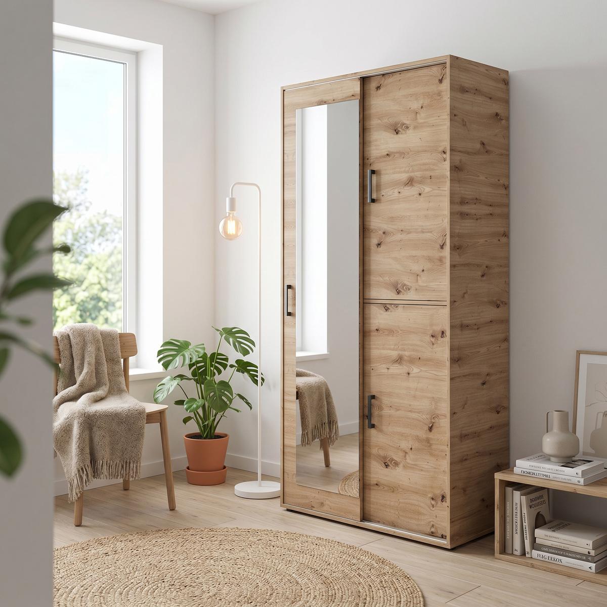 GARDEROBENSCHRANK BENVENO 100/21040 Modern Garderobenschrank Eiche Artisan - Eiche Artisan, Holzwerkstoff (100/210/40cm) - MASSENO
