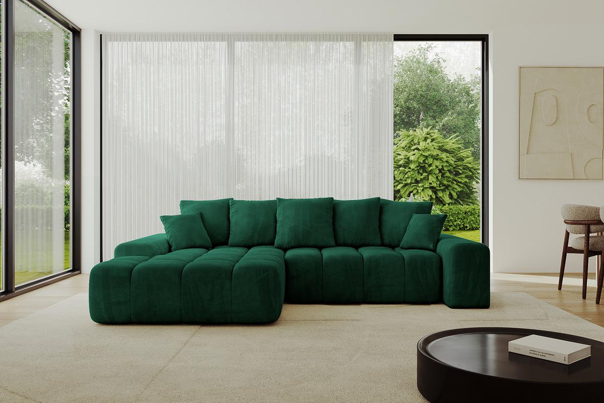 ECKSOFA Ottomane Links ENSI-L - 267x164x69 cm Dunkelgrün - Dunkelgrün, Holzwerkstoff/Kunststoff (267/164cm) - ALTDECOR