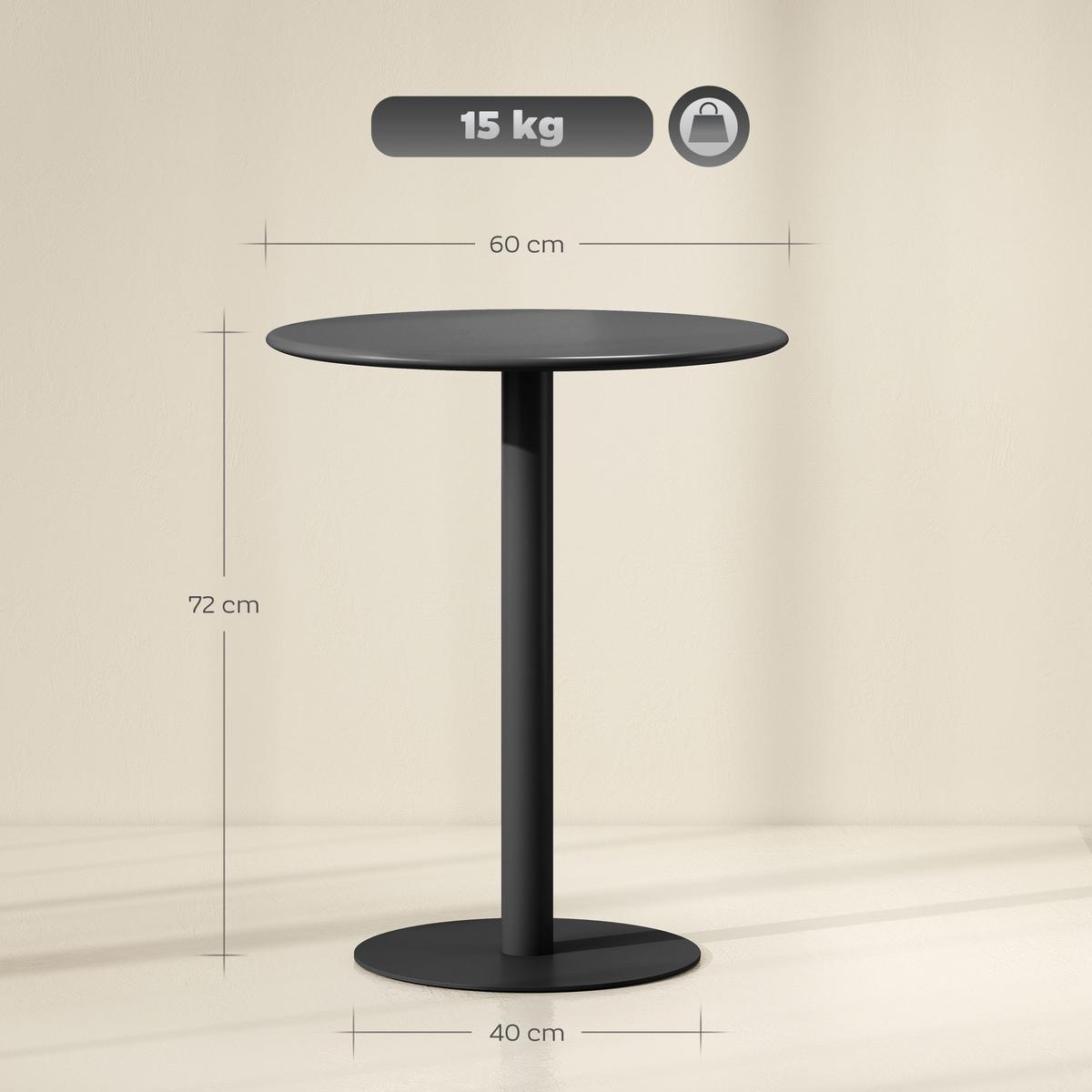 ESSTISCH, Runder Küchentisch für 2 Personen, Moderner Esszimmertisch, Schwarz - Schwarz, Metall (60/60/72cm) - HOMCOM