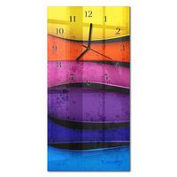 WANDUHR aus Glas 30x60 cm - Bunte Streifen - Multicolor, Glas (30/60/0.4cm) - TULUP