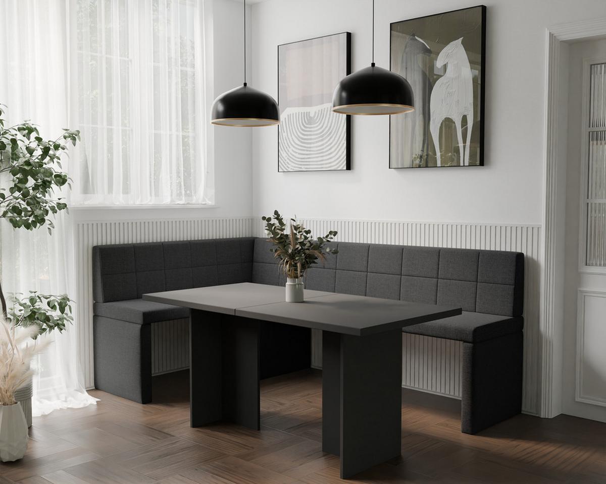 ECKBANK links MELVIN Webstoff, 142/196 cm Anthrazit - Anthrazit, Holz/Textil (142/196cm) - Idohome