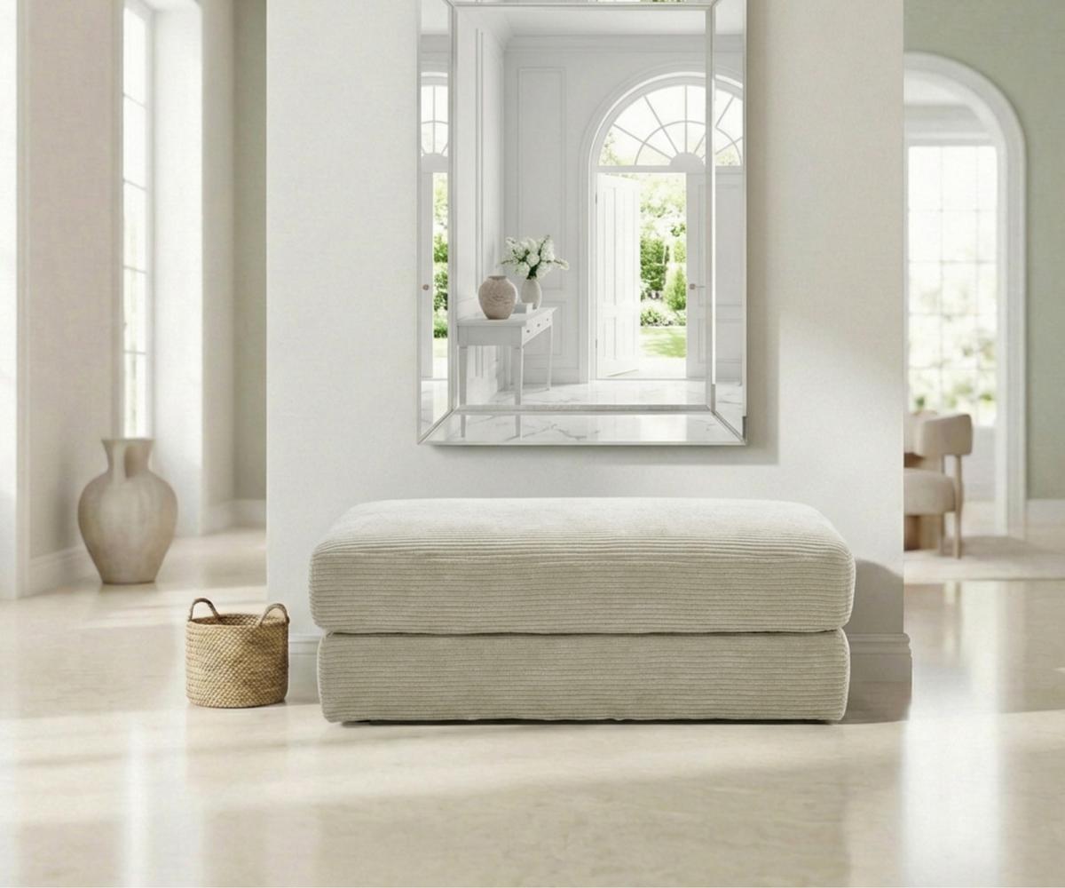 POLSTERHOCKER Federkern B124/T60/H40 cm Cord-Bezug Beige Grau / 15257 - Greige/Schwarz, Kunststoff/Textil (124/40/60cm) - luma-home