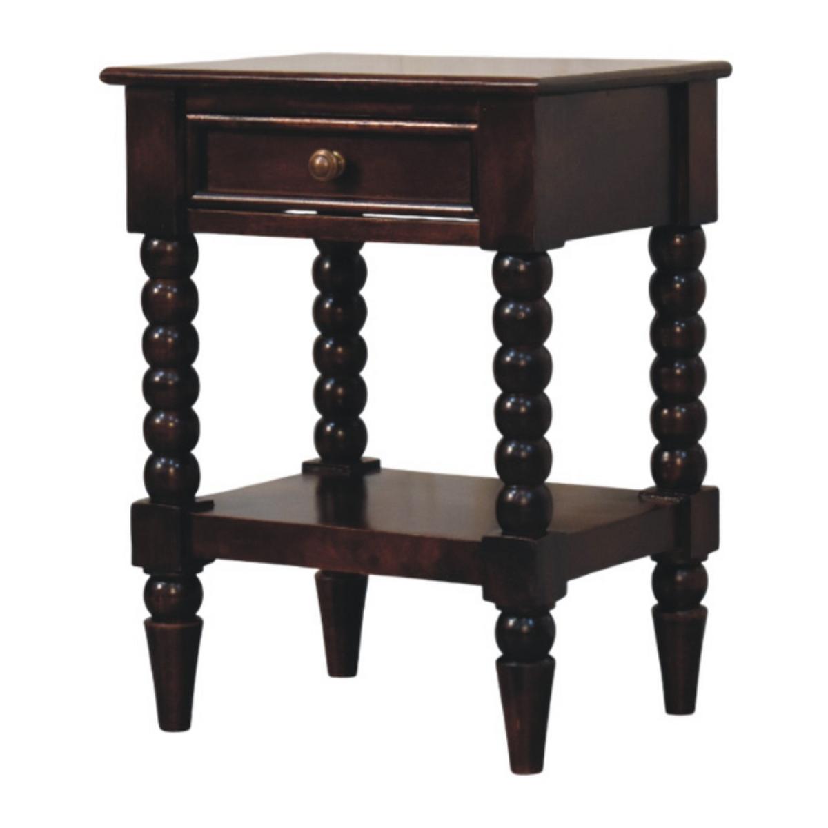 NACHTKASTEN Vienna, 1 Schublade und Offenes Regal, Dunkelbraun - Dunkelbraun/Messingfarben, Holz/Metall (45/60/35cm) - Artisan Furniture