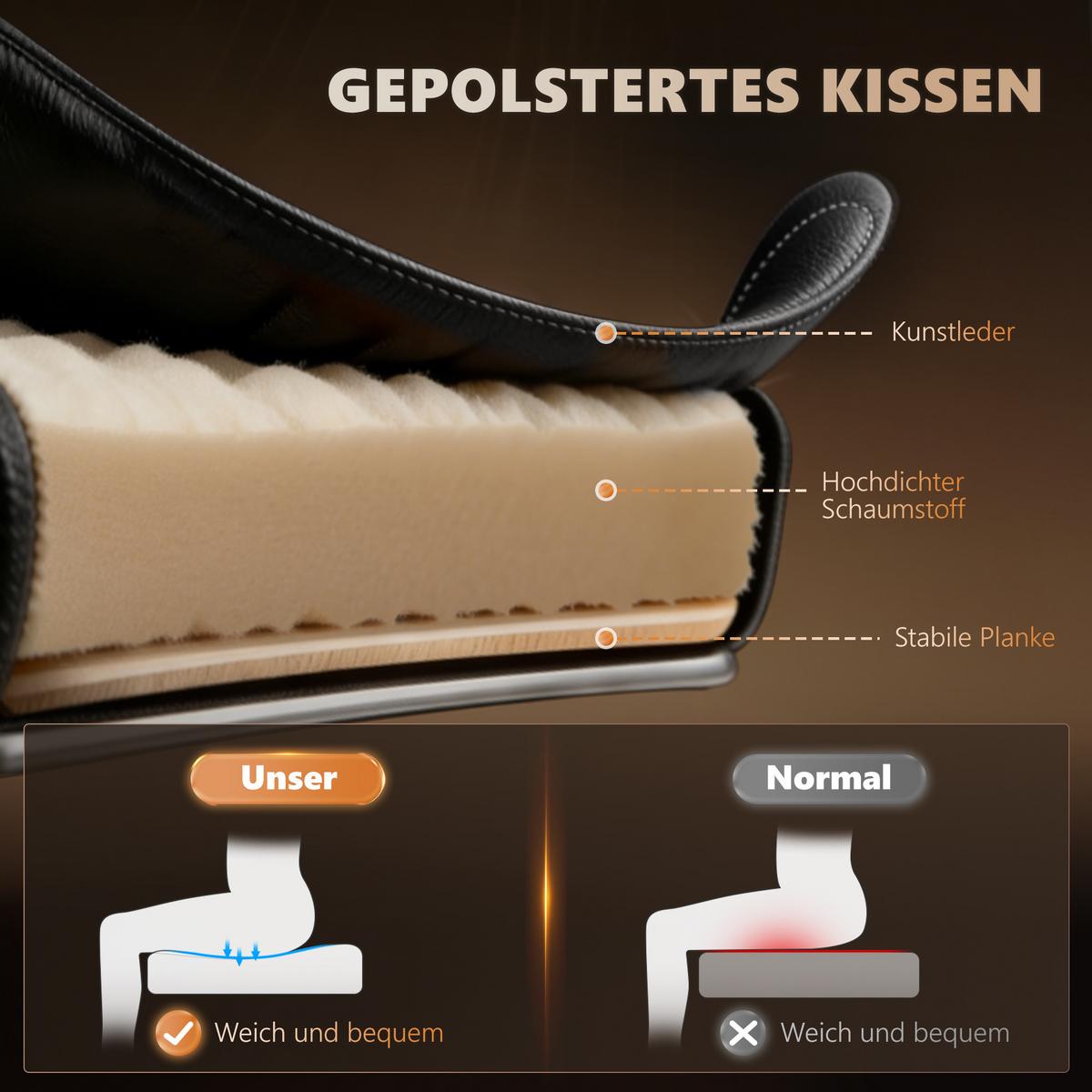 CHEFSESSEL Chefsessel mit Fußstütze Rückenpolster einstellbar PVC Schwarz - Schwarz, Kunststoff/Metall (79/121/67cm) - Vinsetto