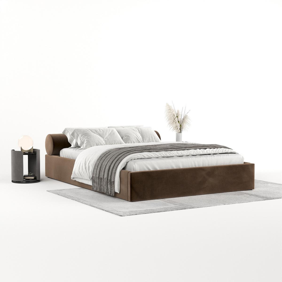 POLSTERBETT Solvo mit Stauraum 160/200 cm Braun im Kronos Stoff - Schwarz/Naturfarben, Holz/Holzwerkstoff (160/200cm) - AltaBeds