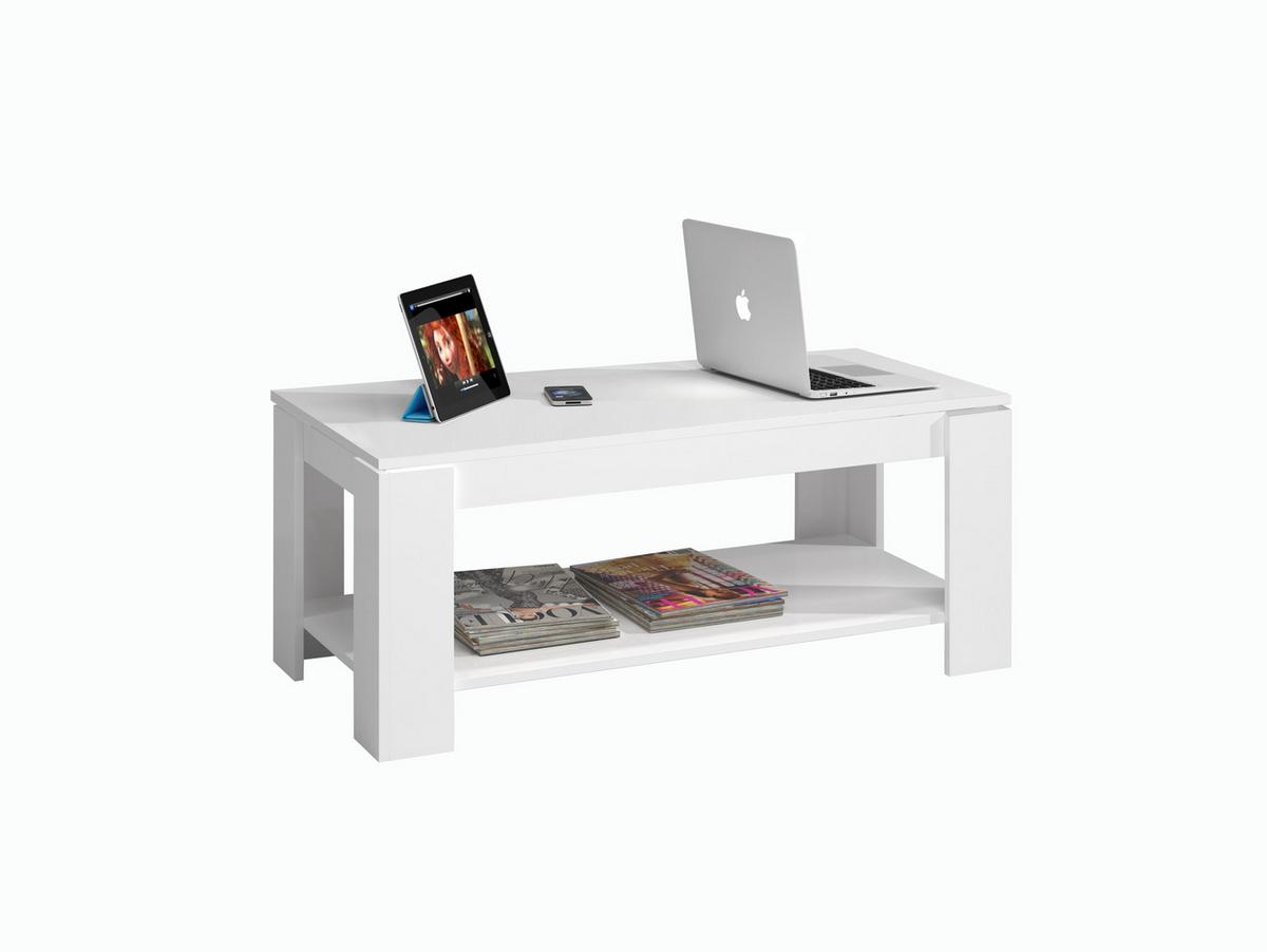 COUCHTISCH mit hochklappbarer Tischplatte L102 cm - Ambit - Weiß, Holzwerkstoff (8.3/50/43cm) - Calicosy