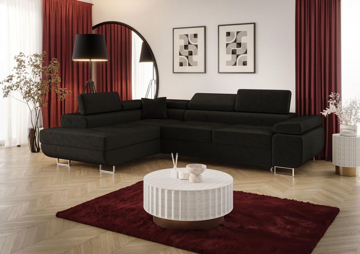 ECKSOFA Monaro Mit Schlaffunktion - Anthrazit, Holzwerkstoff/Textil (202/275cm) - Fun Möbel