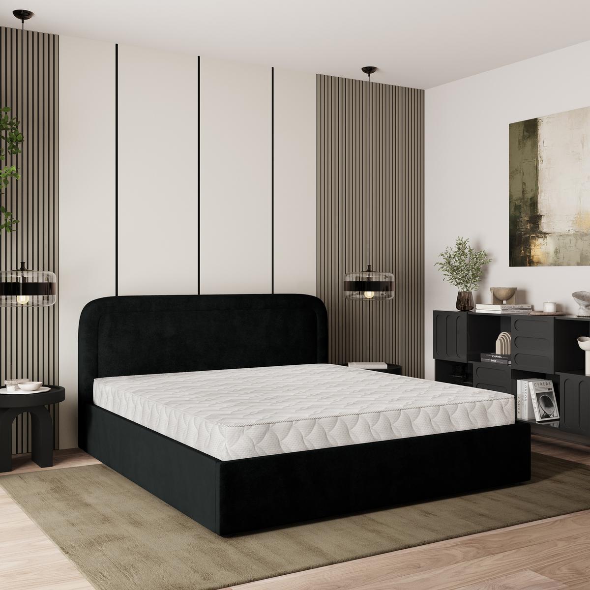 POLSTERBETT BENIRA K 160x200 cm mit Bettkästen - Schwarz - Schwarz, Holz (160/200cm) - MASSENO