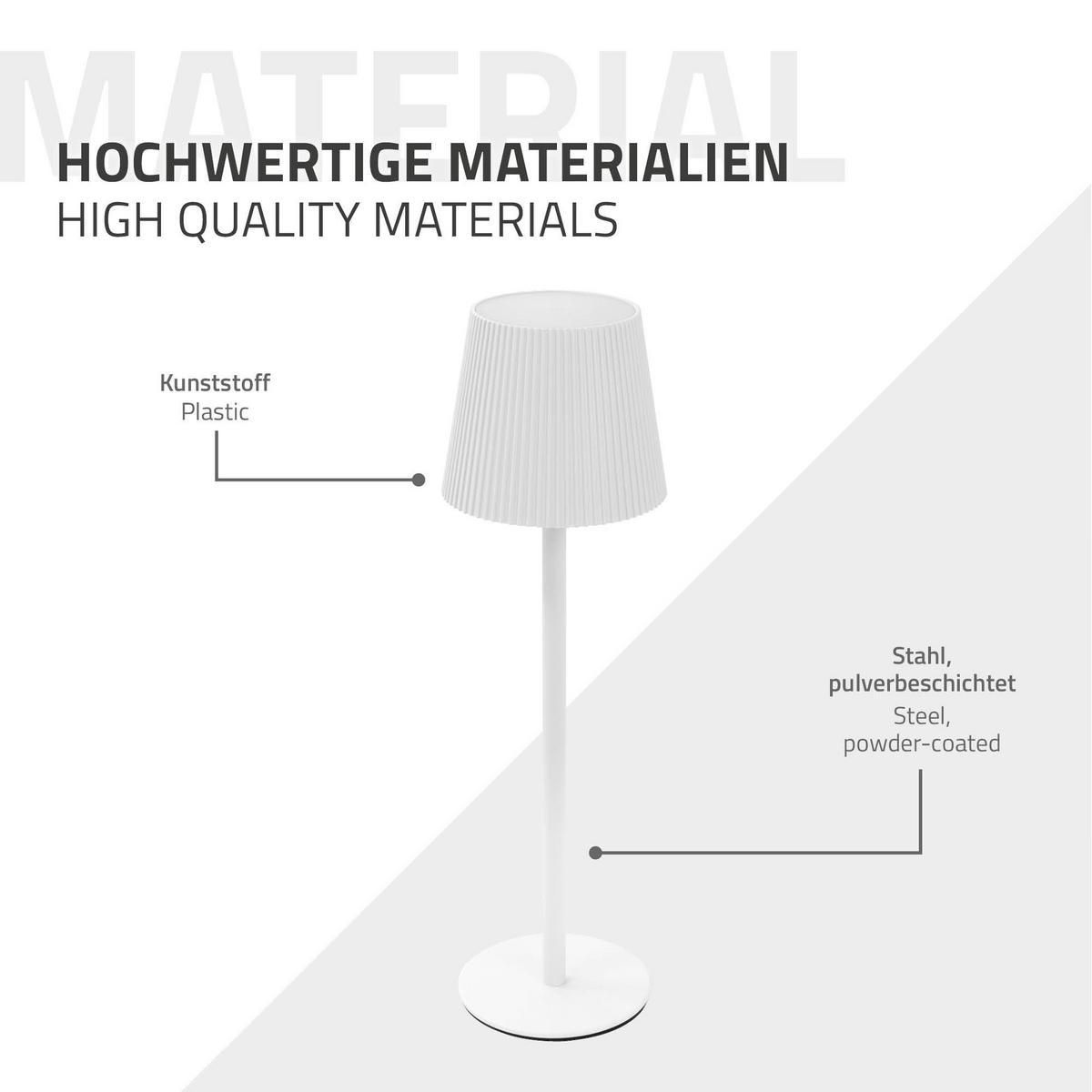 LED TISCHLAMPE kabellos mit Touch Weiß Ø10x36 cm Warmweiß Dimmbar - Weiß, Kunststoff (10/10/36cm) - ML-DESIGN