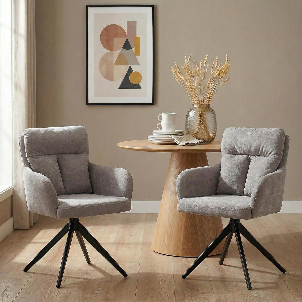 ESSZIMMERSTÜHLE ELARA 2er-Set grau - Grau, Textil (58/87/63cm) - IDIMEX