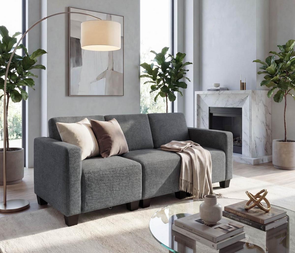 3-SITZER SOFA Grau - Grau, Textil (193/76/72cm) - MCW