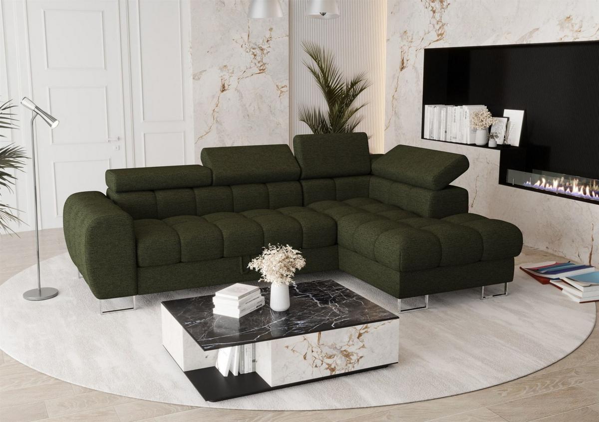 ECKSOFA Bastien Mit Schlaffunktion - Grün, Holzwerkstoff/Textil (260/170cm) - Fun Möbel
