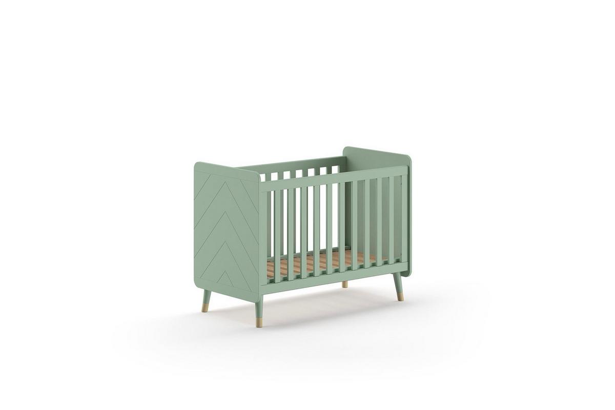BABYBETT Kamillah 124x96x68 aus MDF in Olive Grün - Grün, Holzwerkstoff (60/120cm) - 58aufmkessel