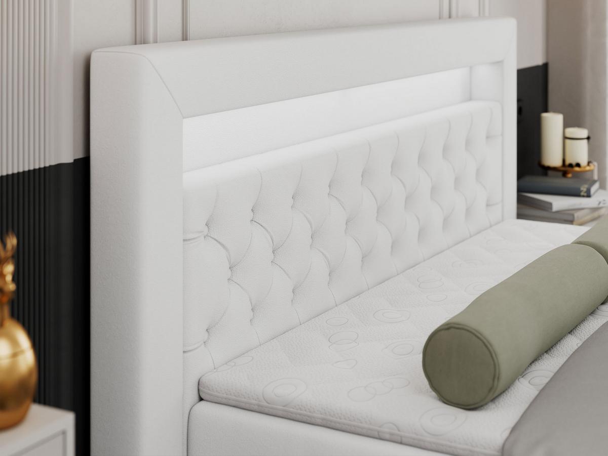BOXBETT GOLD-9 LED 200/200 Weiß Kunstleder - H4 - Weiß, Holz/Textil (200/200cm) - MKS