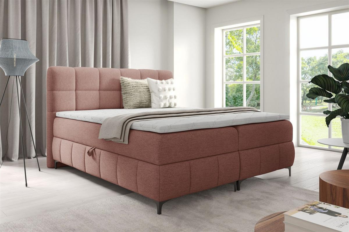BOXBETT Sophie In Aragon - Rosa, Holzwerkstoff/Textil (200/200cm) - Fun Möbel