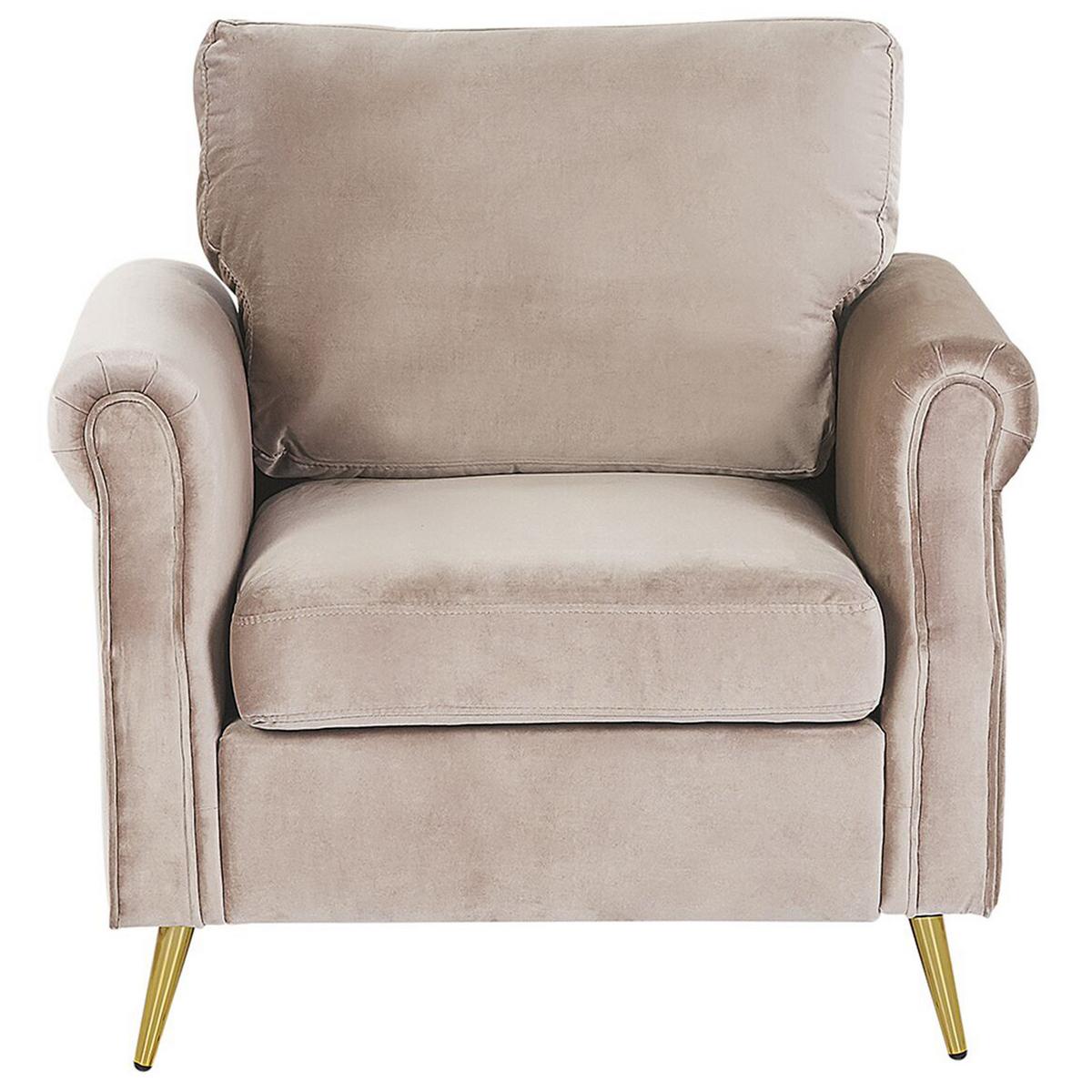 SESSEL Samtstoff Beige Vietas - Beige, Textil/Metall (85/90/67cm) - Beliani