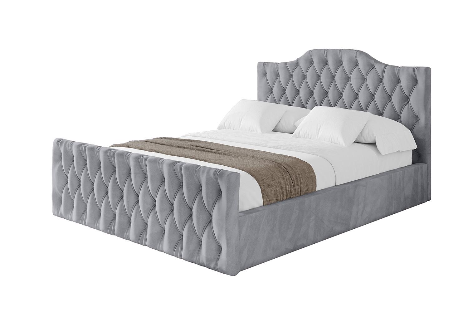 POLSTERBETT mit Bettkasten, Fußteil und Lattenrost, Boxbett mit Matratze H3/H4 - FALIO-Z 120x200 Hellgrau - Hellgrau, Holzwerkstoff/Textil (120/200cm) - ALTDECOR