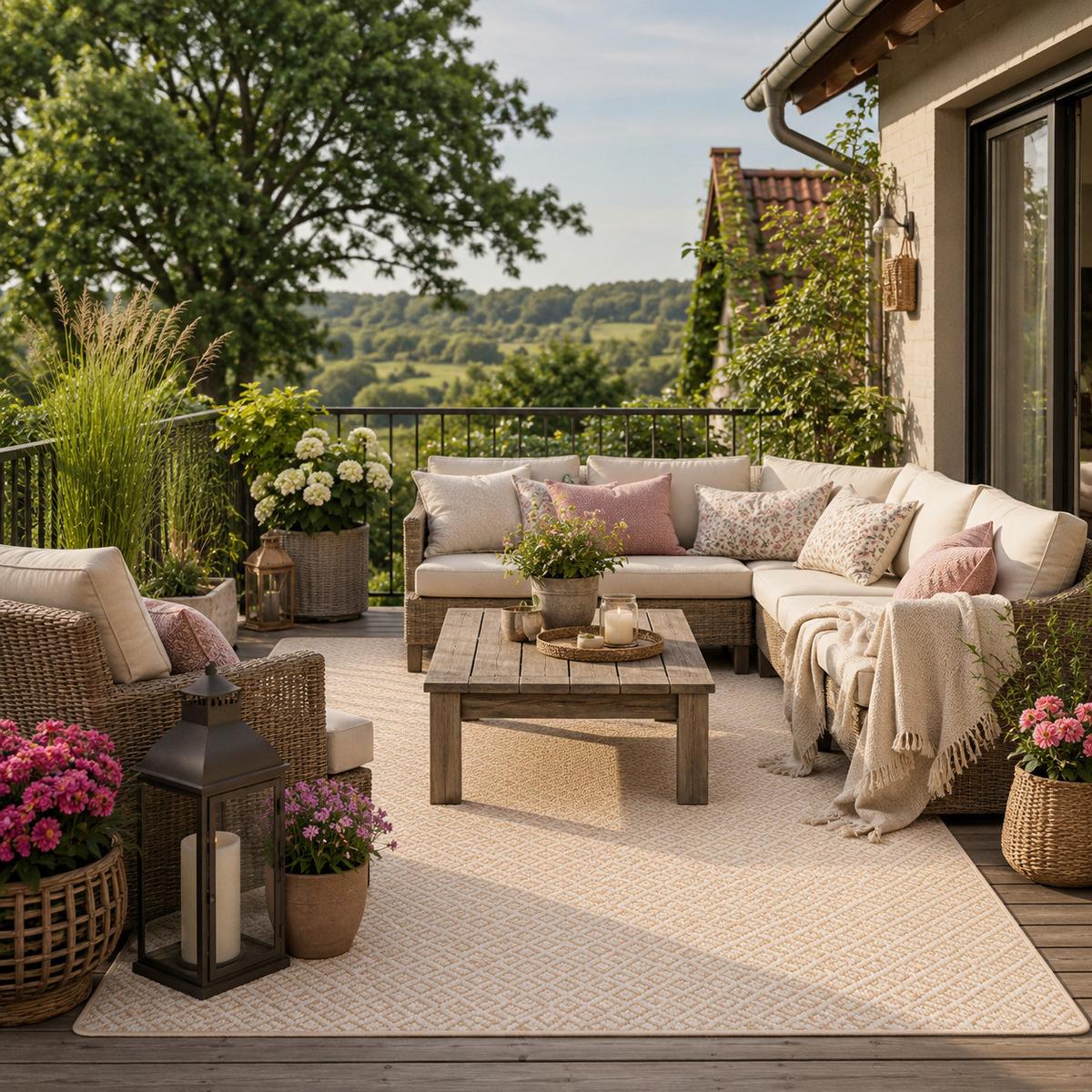 IN & OUTDOOR TEPPICH FLACHGEWEBE OSLO KARO MODERN - Honig, Textil (80/400cm) - Snapstyle