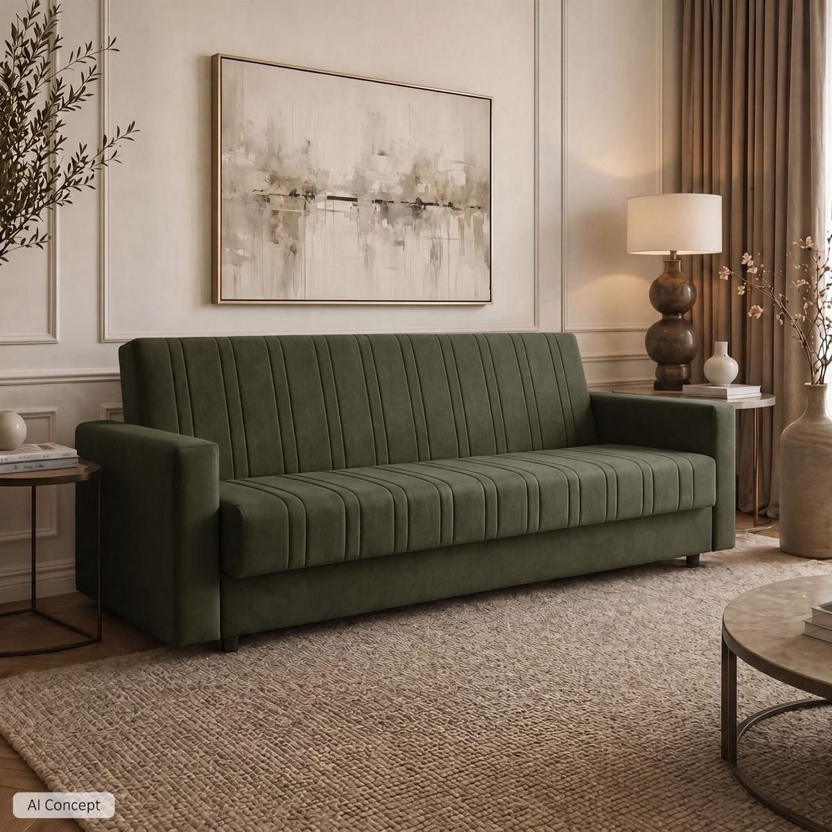 SCHLAFSOFA VERO MAX mit Schlaffunktion Castel 39 - Grün, Textil (191/88/90cm) - Lookway