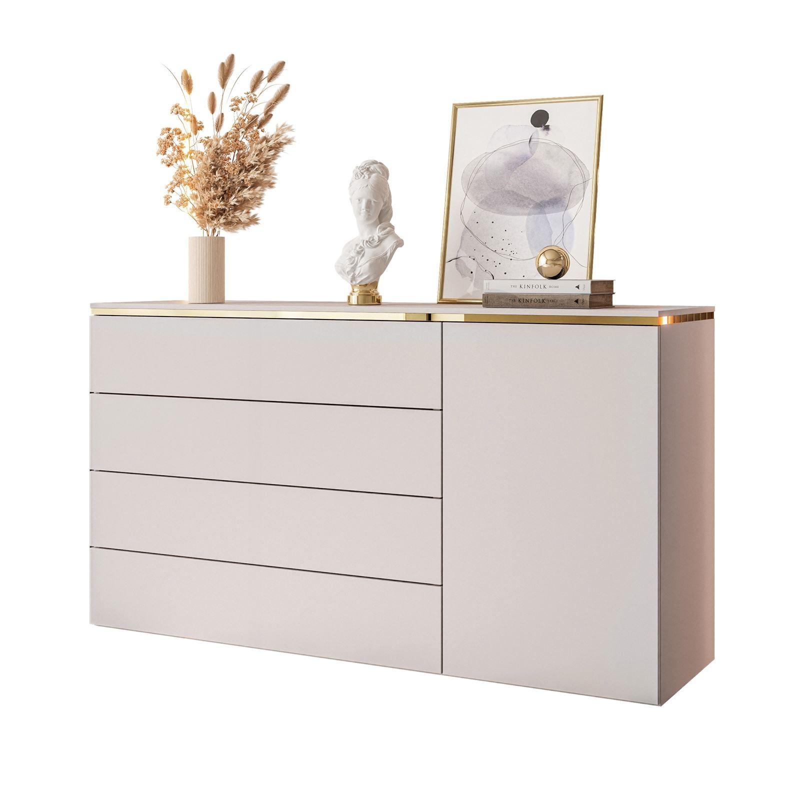 KOMMODE HÄNGENDE AURORA 4S1D Kaschmir - Kaschmir, Holzwerkstoff (140/76/40cm) - Lookway