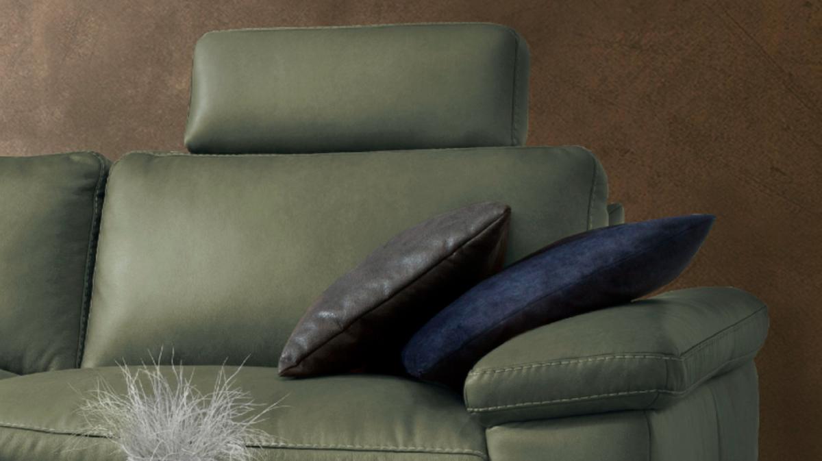 ECKSOFA MOTORISCHER RELAXFUNKTION LOLA Dunkelgrün Leder Relaxfunktion - Dunkelgrün/Schwarz, Leder (233/178cm) - KAWOLA