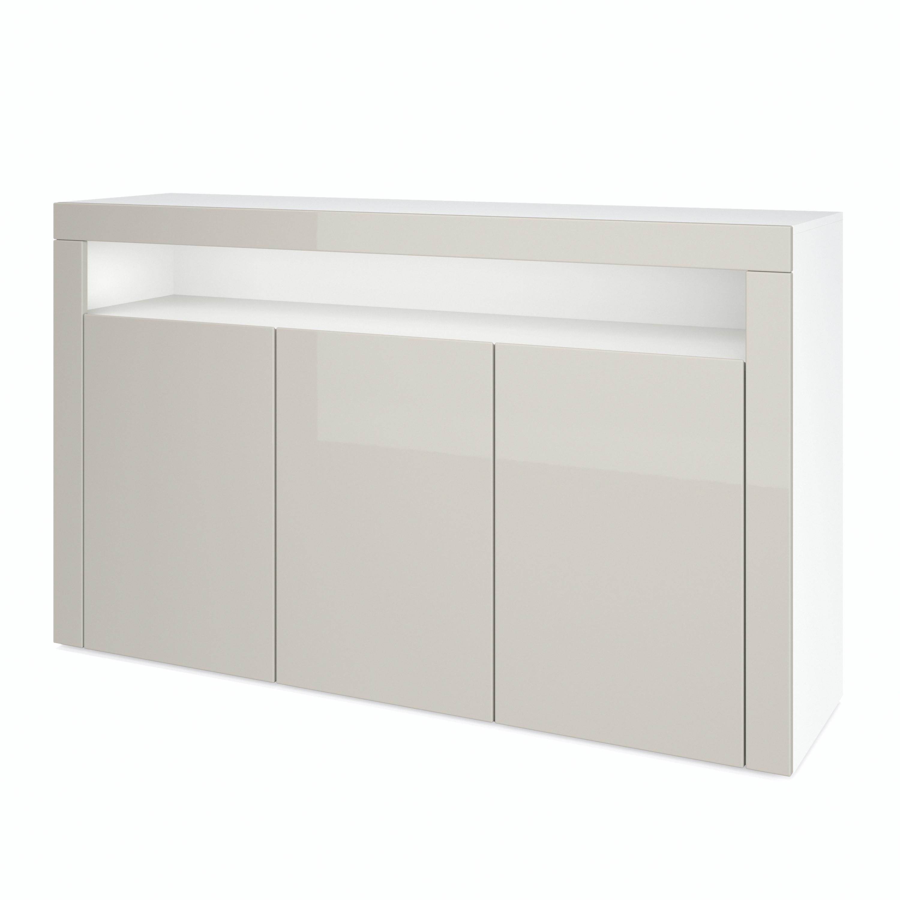 SIDEBOARD Valencia Sandgrau Hochglanz / Sandgrau Hochglanz - Sandfarben, Holzwerkstoff (155/92/40cm) - Vladon