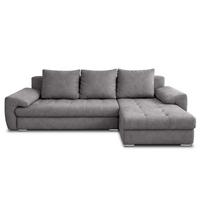 ECKSOFA L Form Manisa Grau 234/145/83 cm Rechts mit Schlaffunktion - Silberfarben/Grau, Kunststoff/Textil (234/145cm) - AX Living