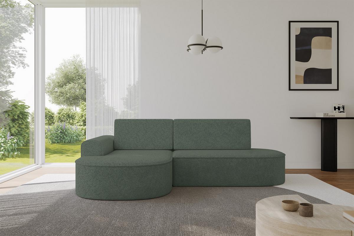 ECKSOFA mit Schlaffunktion und Bettkasten Ottomane Links MARI-L1-S - 283x167x73 cm Grün Tissu - Schwarz/Grün, Holzwerkstoff/Kunststoff (283/167cm) - ALTDECOR