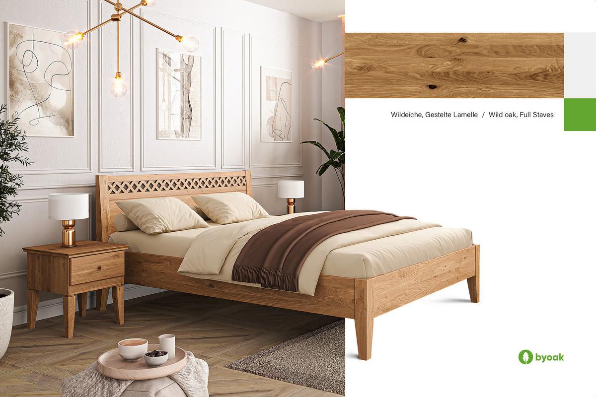 MASSIVHOLZBETT ELIAS 3 80x200 Wildeiche - Alteiche, Holz (80/200cm) - byoak