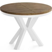 ESSTISCH Clara Weiß runder ausziehbarer, Lefkas Eiche 120-200/120/76 cm - Alteiche/Weiß, Holzwerkstoff/Metall (120/196/76cm) - WFL GROUP