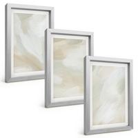 BILDER SET 3er Set - 20x30 cm Silberner Rahmen - Minimalismus der Farbstruktur - Silberfarben, Kunststoff (20/30cm) - TULUP