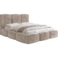 POLSTERBETT Harmony mit Bettkasten, Beige Samt Velours 160x200 cm - Greige/Beige, Holzwerkstoff/Kunststoff (160/200cm) - WFL GROUP