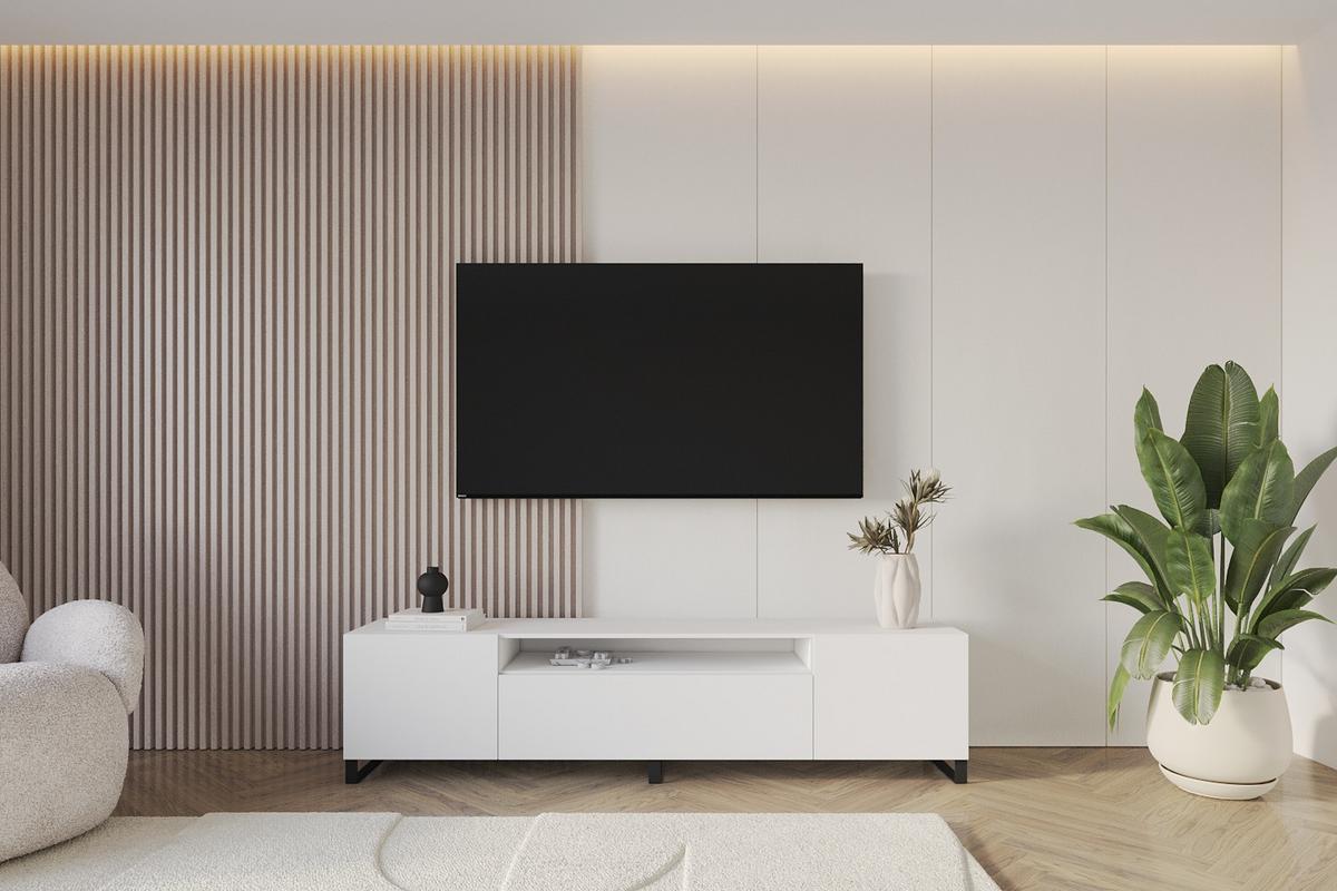 LOWBOARD ELIO-S 200x53x41 cm - Weiß - Schwarz/Weiß, Holzwerkstoff (200/53/41cm) - ALTDECOR