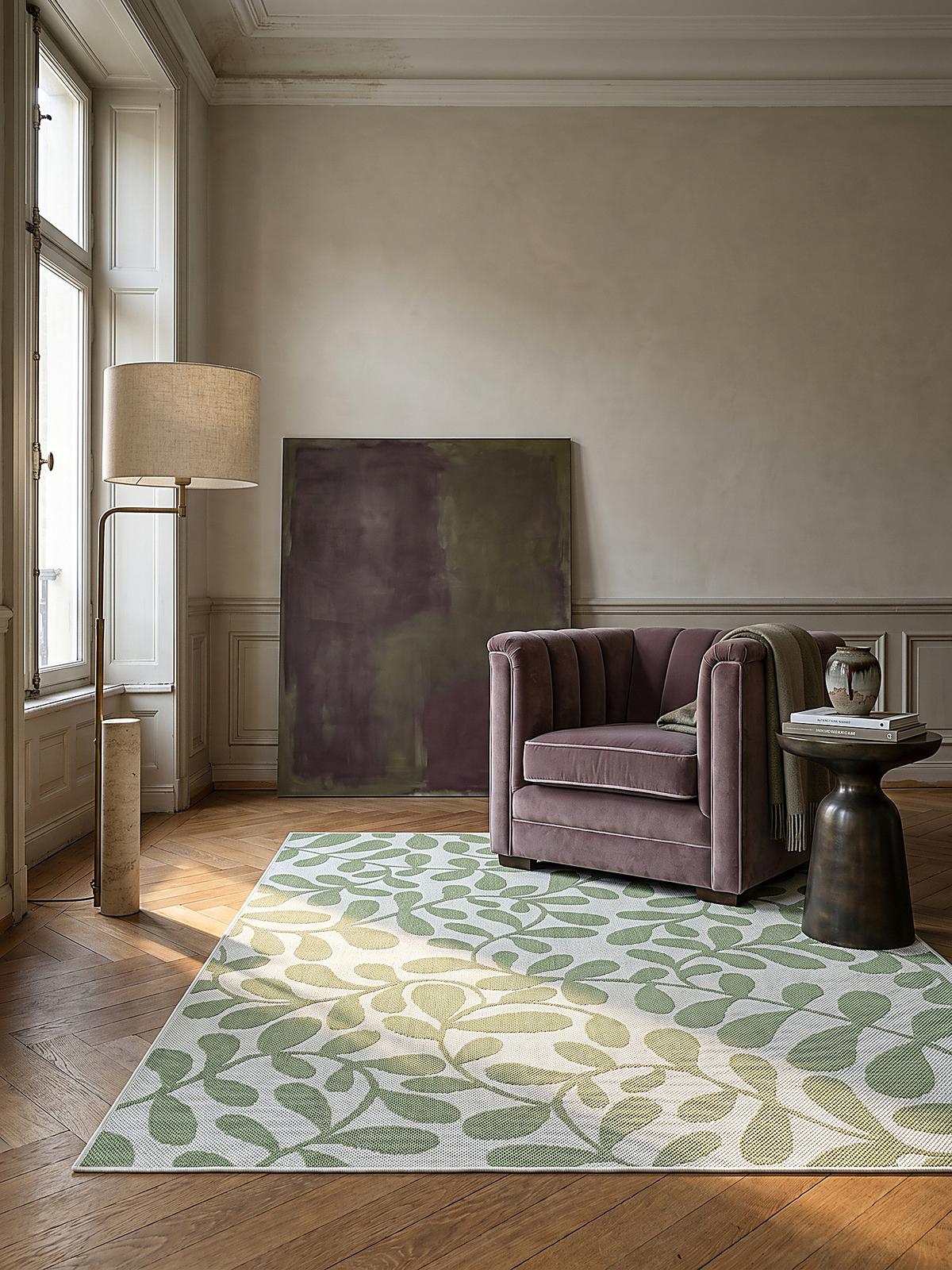 FLACHWEBTEPPICH Floral BORNO Polypropylen Grün 120 x 170 cm - Grün, Textil (120/170cm) - KADIMA DESIGN