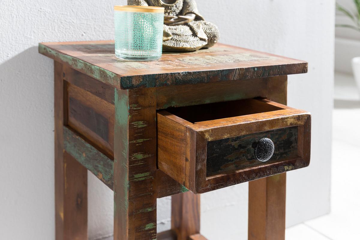 BEISTELLTISCH – Massivholz, Shabby Chic, mit Schublade, 30x30x50 cm - Braun, Holz (30/30/50cm) - KADIMA DESIGN