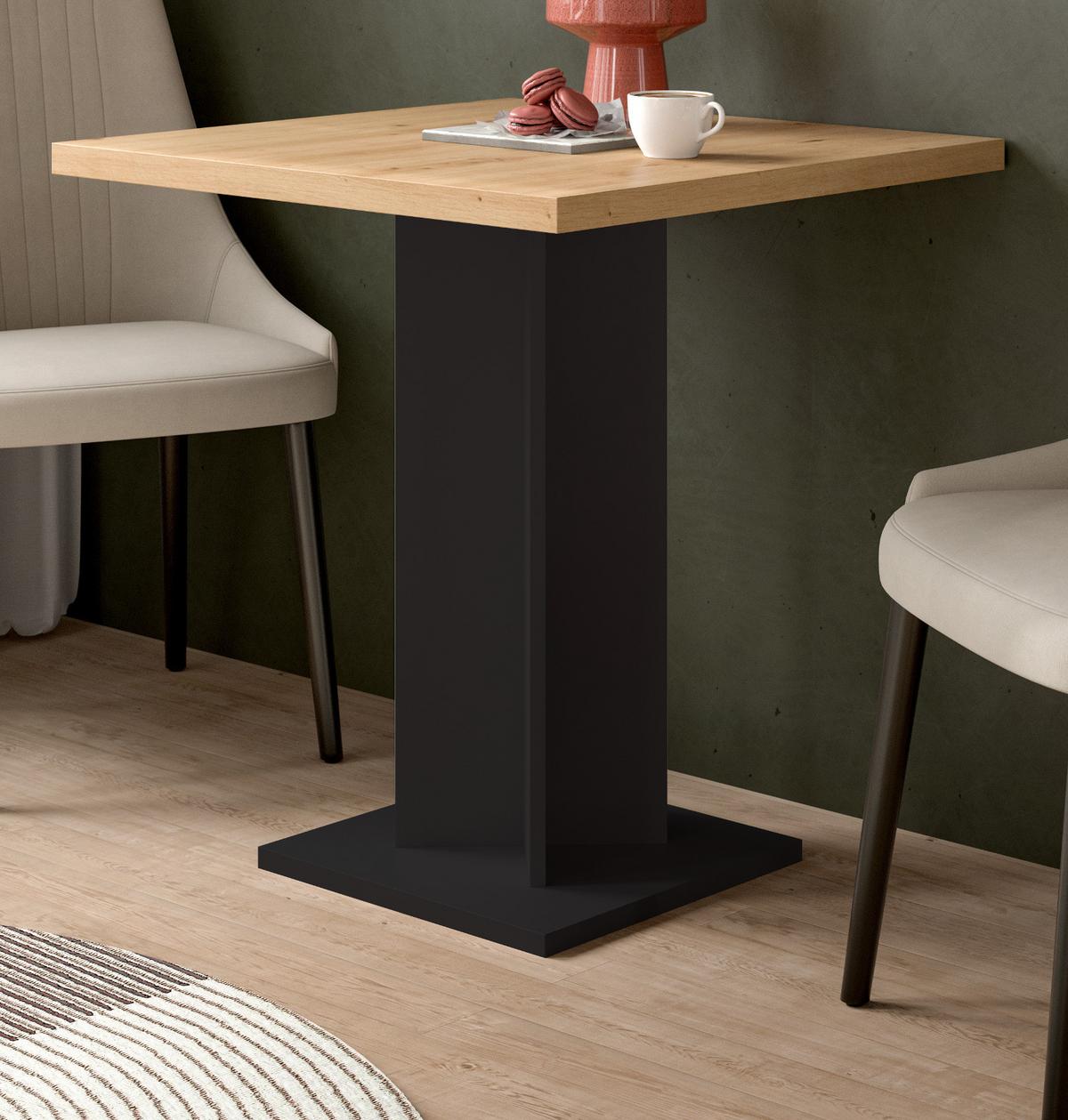 ESSTISCH Eiche Artisan, schwarz 70 x 70 cm, Küchentisch quadratisch - Schwarz/Eiche Artisan, Holzwerkstoff (70/70/76cm) - Inn.Furn