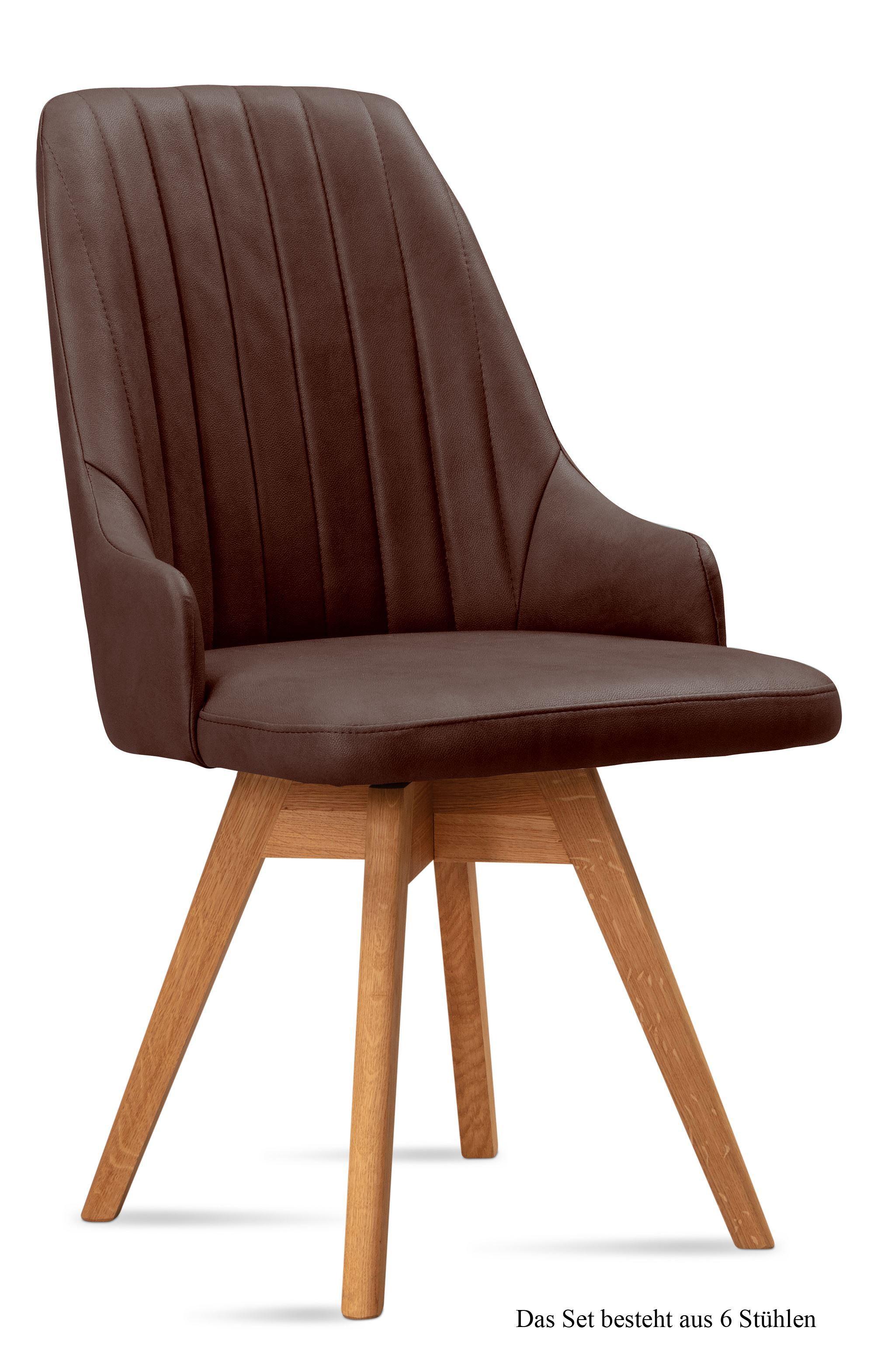 ESSZIMMERSTUHL drehbar (6er-Set) Dotti 52x91x60 Eiche geölt/Braun - Eichefarben/Braun, Kunststoff (60/91/52cm) - 58aufmkessel