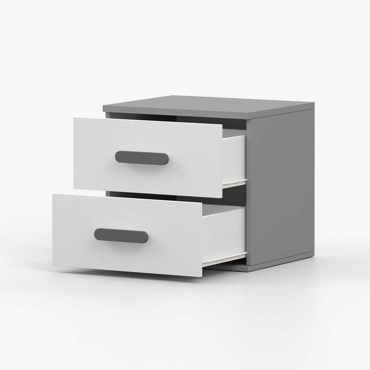 NACHTTISCH JONAS II 22, 55/51/44, 2 Schubladen, grau - Grau, Holzwerkstoff (55/44/51cm) - imoebel24